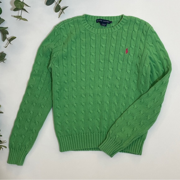 Ralph Lauren Sweaters - Ralph Lauren Chunky Cotton Cable Knit Sweater Lime Green Medium